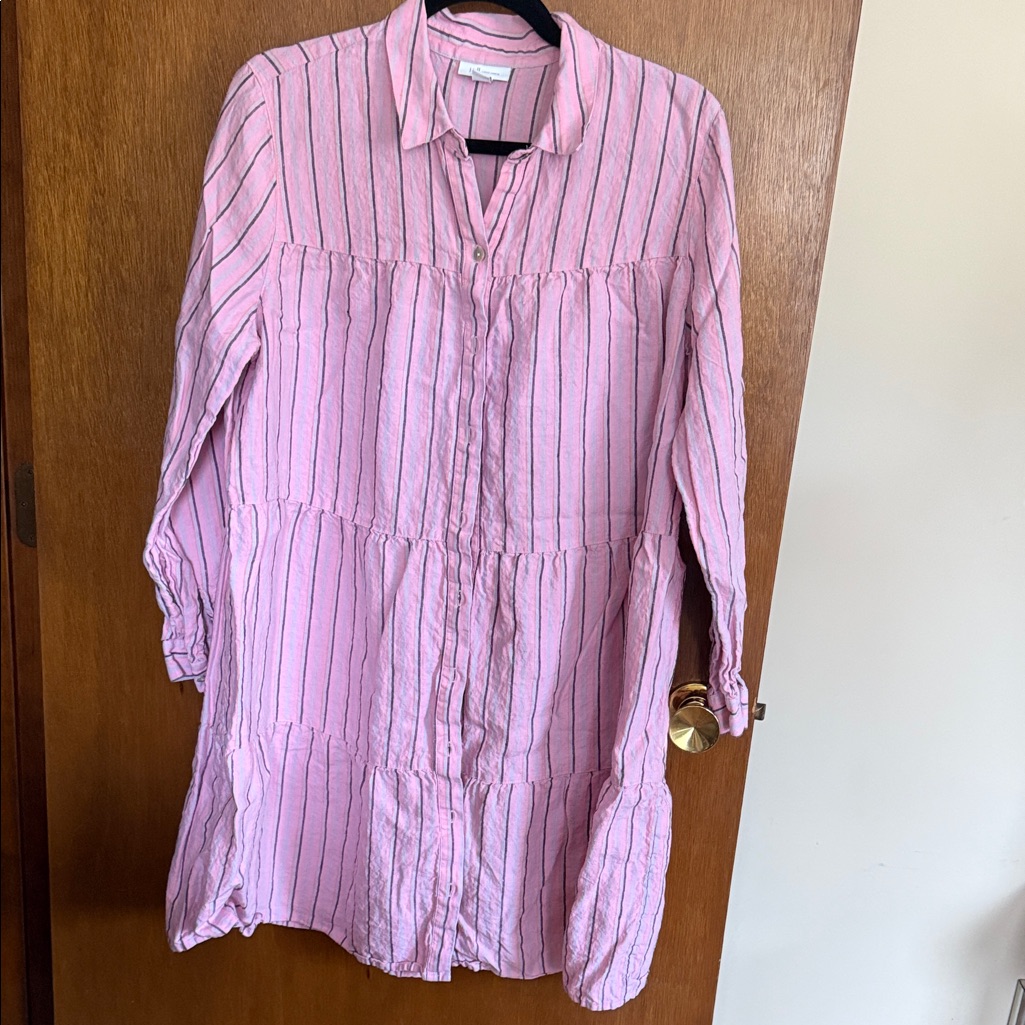 J. Jill Pink Linen Striped Tunic Dress